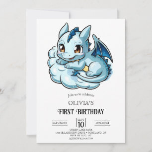 Invitation Dragon numérique minimaliste Fairytale 1er anniver