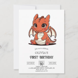 Invitation Dragon numérique personnalisé 1er anniversaire