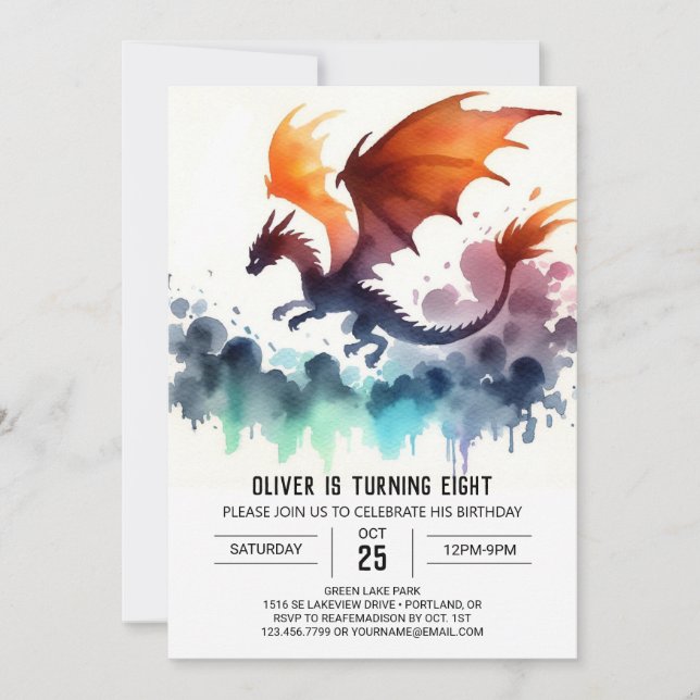 Invitation Dragon puissant Anniversaire numérique (Devant)