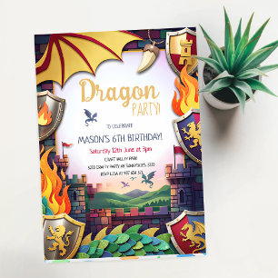 Invitation Dragon Roi Mythique Arthur 5e Anniversaire