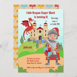 Invitation Dragon Slayer Knight Boy fête d'anniversaire