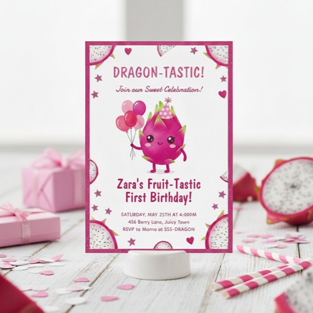 Invitation Dragon-Tastic Dragon Fruit First Birthday (Créateur téléchargé)