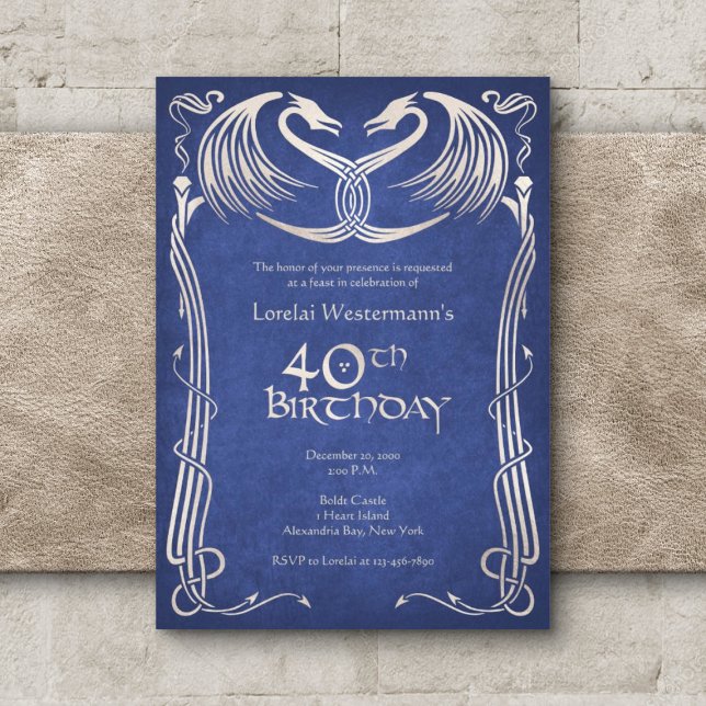 Invitation Dragon Viking Celtique 40e anniversaire (Créateur téléchargé)