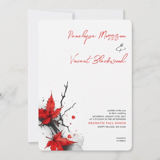 Invitation Dramatic Fall Wedding (Devant)