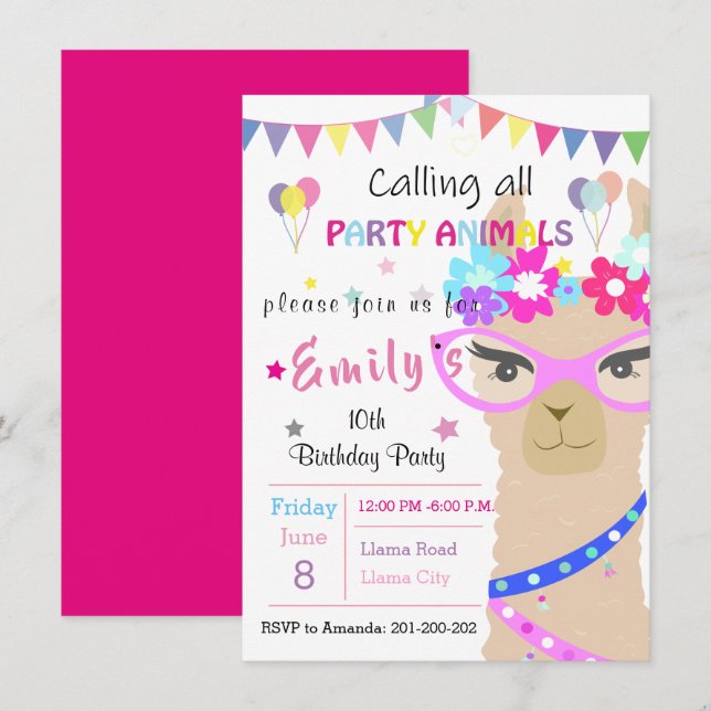 Invitation Drame de mode lama (Devant / Derrière)