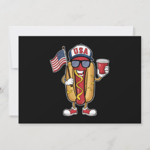 Invitation Drapeau 4 juillet Hotdog Funny Patriotique USA