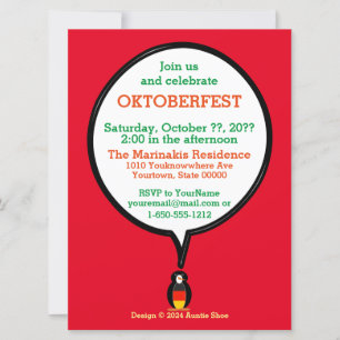 Invitation Drapeau allemand parlant Mme Pingouin Oktoberfest