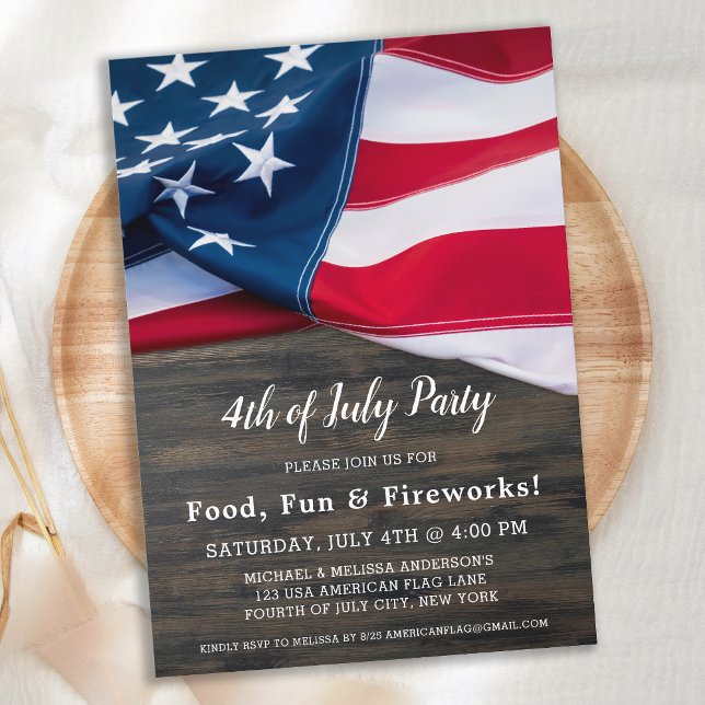 Invitation Drapeau américain 4 juillet (Créateur téléchargé)