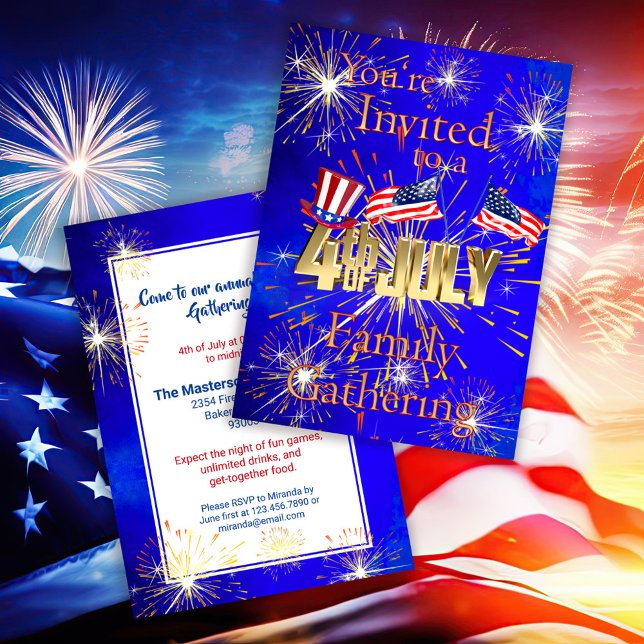 Invitation Drapeau américain 4 juillet réunion de famille (Créateur téléchargé)