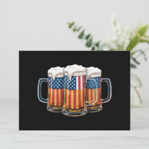 Invitation Drapeau américain de bière 4 juillet Merica buvant