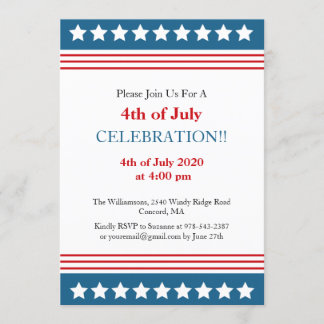 Invitation Drapeau américain de la 4 juillet patriotique