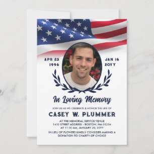 Invitation Drapeau américain de la Marine Oval Photo Life Cel