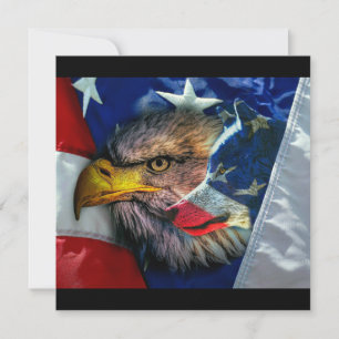 Invitation Drapeau américain du loup d'aigle chauve
