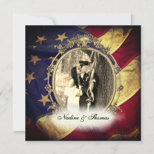 Invitation Drapeau américain Mariage militaire w photo