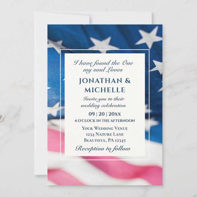 Invitation Drapeau américain patriotique Christian Bible Mari (Devant)