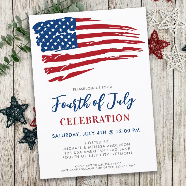 Invitation Drapeau Américain Patriotique Du 4 Juillet (Créateur téléchargé)