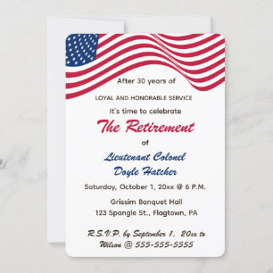 Invitation Drapeau américain Patriotique Editable Retraite mi