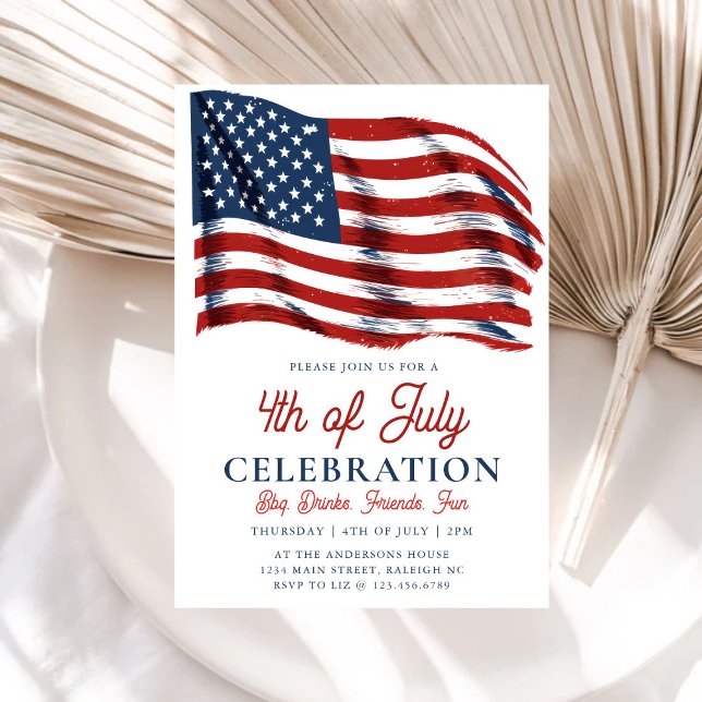 Invitation Drapeau américain patriotique moderne 4 juillet pa (Créateur téléchargé)