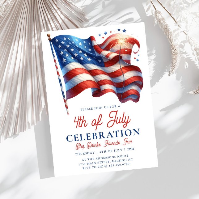 Invitation Drapeau américain patriotique moderne 4 juillet pa (Créateur téléchargé)