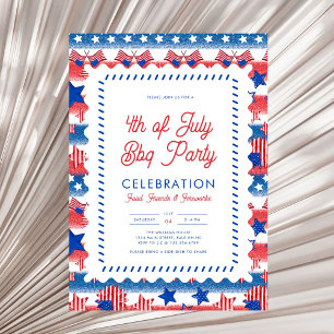 Invitation Drapeau américain patriotique moderne 4 juillet pa