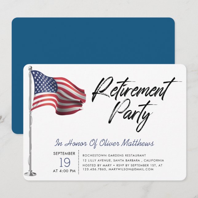 Invitation Drapeau américain patriotique| Parti de la retrait (Devant / Derrière)