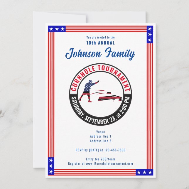 Invitation Drapeau américain patriotique Sack Toss Cornhole T (Devant)