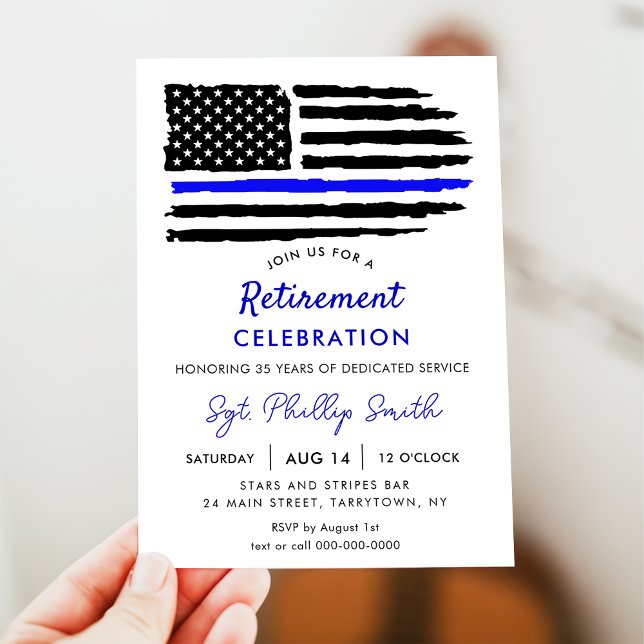 Invitation Drapeau américain Police militaire retraite (Créateur téléchargé)