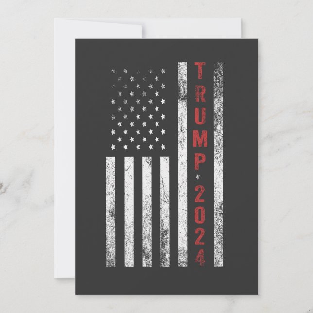 Invitation Drapeau américain Trump 2024 en détresse cadeau Vi (Devant)