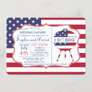 Invitation drapeau américain unique 4 juillet fête I DO BBQ I