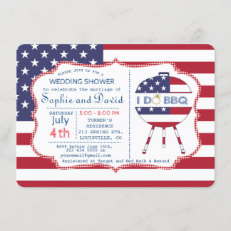 Invitation drapeau américain unique 4 juillet fête I DO BBQ I