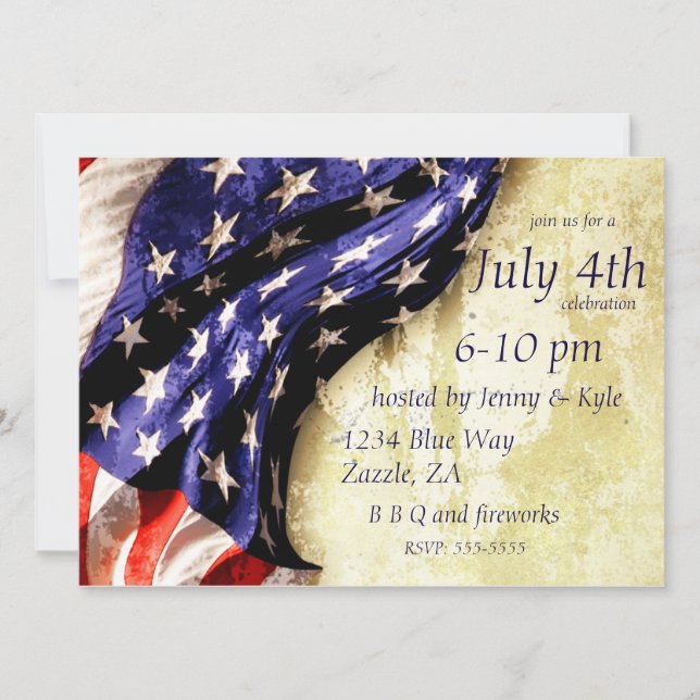 Invitation Drapeau américain vintage 4 juillet (Devant)
