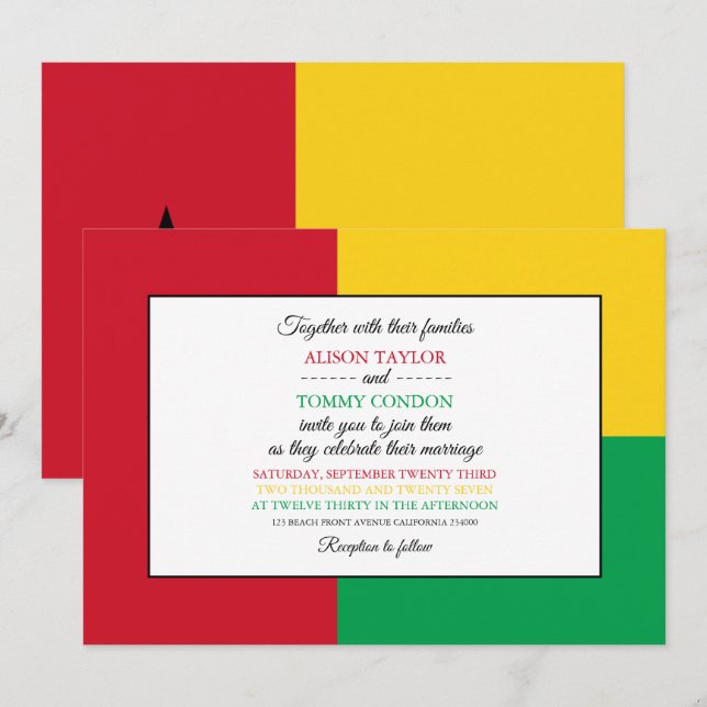 Invitation Drapeau Bissau-Guinéen, Drapeau de la Guinée-Bissa (Devant / Derrière)