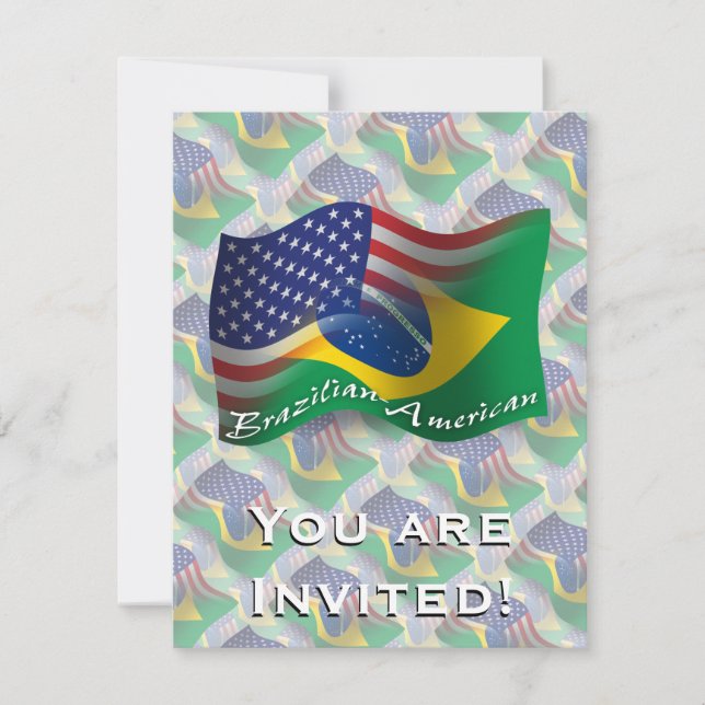 Invitation Drapeau brésilien-américain de salve (Devant)