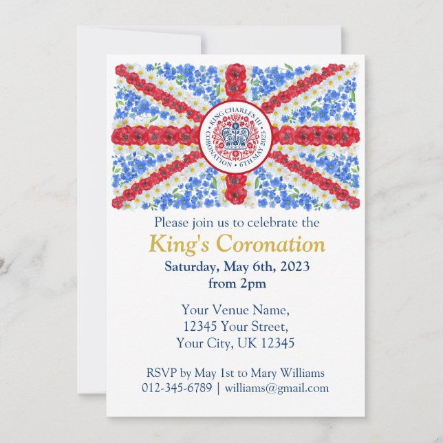 Invitation Drapeau britannique du roi Charles III Personnalis (Devant)