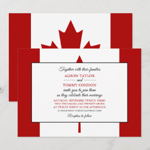 Invitation Drapeau canadien, Drapeau du Canada Mariage
