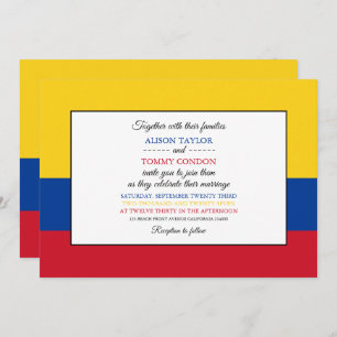 Invitation Drapeau colombien, Drapeau de la Colombie Mariage