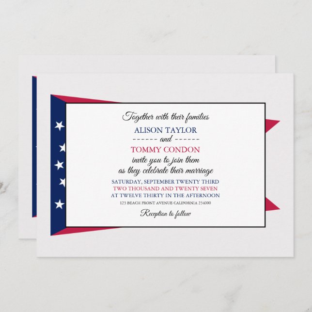 Invitation Drapeau de l'Ohioan, Drapeau du Mariage de l'Ohio (Devant / Derrière)