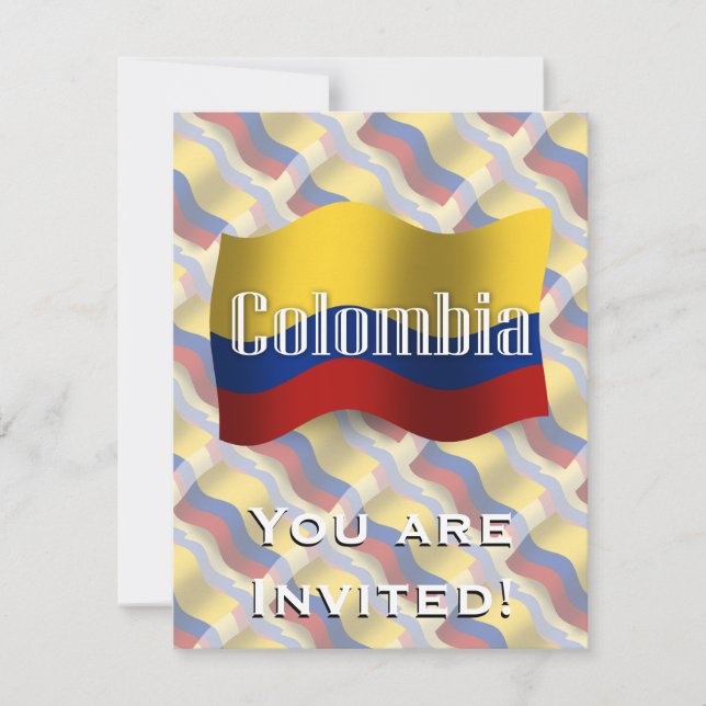 Invitation Drapeau de ondulation de la Colombie (Devant)
