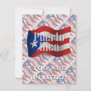Invitation Drapeau de Porto Rico Waving