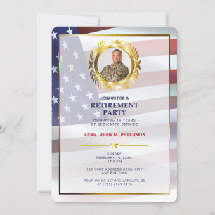 Invitation Drapeau des États-Unis   Feuille de laurier dorée 