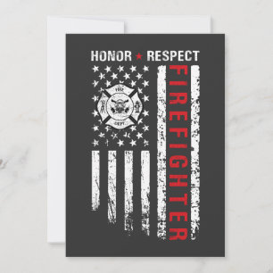 Invitation Drapeau des pompiers Red Line Us