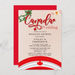 Invitation Drapeau du Canada et Wedding shower des fleurs