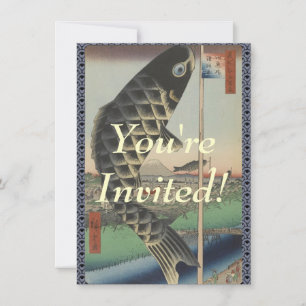 Invitation Drapeau du Festival japonais du poisson Koi Hirosh