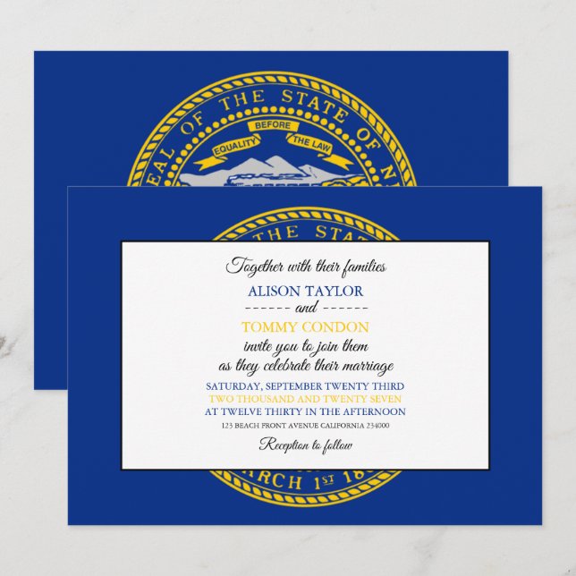 Invitation Drapeau du Nebraskan, Drapeau du Nebraska Mariage (Devant / Derrière)