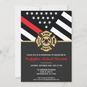 Invitation Drapeau du service des incendies de la fête des po