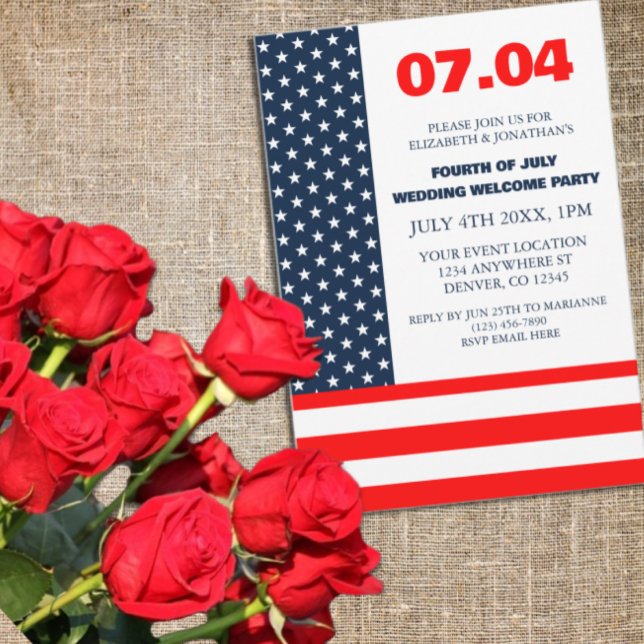 Invitation Drapeau Étoiles et rayures 4 juillet Mariage Bienv (Créateur téléchargé)
