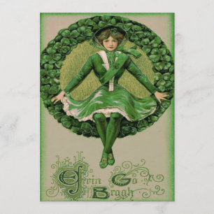 Invitation Drapeau irlandais-américain harpe d'Erin Shamrock