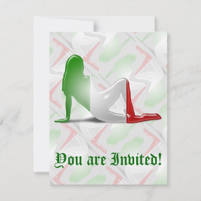 Invitation Drapeau italien de silhouette de fille (Devant)