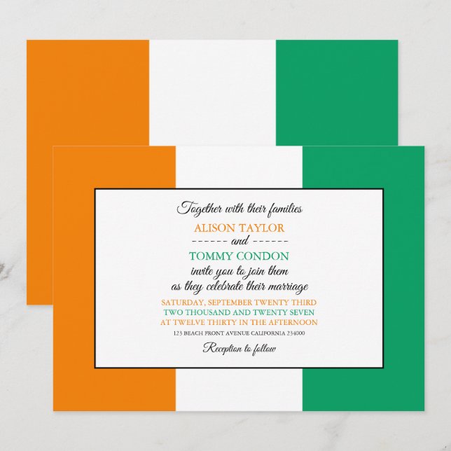 Invitation Drapeau ivoirien, Drapeau du Mariage ivoirien (Devant / Derrière)