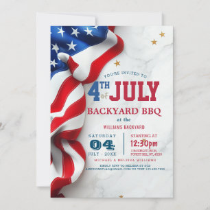 Invitation Drapeau moderne 4 juillet Jardin BBQ I